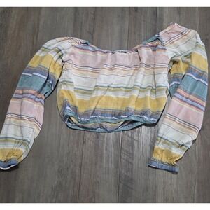 O'Neill Multi Stripe Mallie Long Sleeve Cropped Shirt Women XS